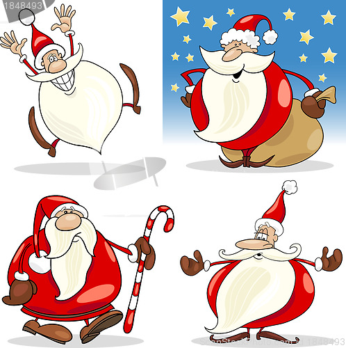 Image of Cartoon Christmas Santa Clauses Set