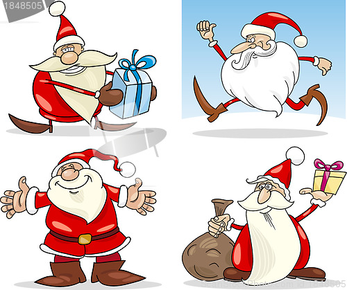 Image of Cartoon Christmas Santa Clauses Set