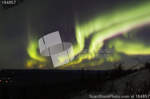 Image of Multiple colorful bands of the northern lights