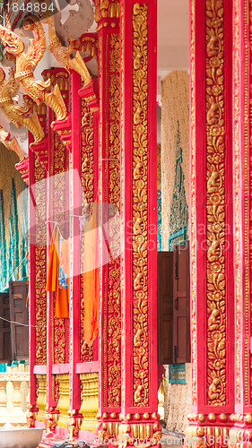 Image of Columns of Buddhist Temple in Cambodia