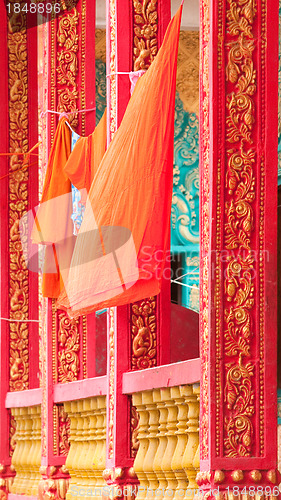 Image of Robes of Buddhist monks hanging to dry