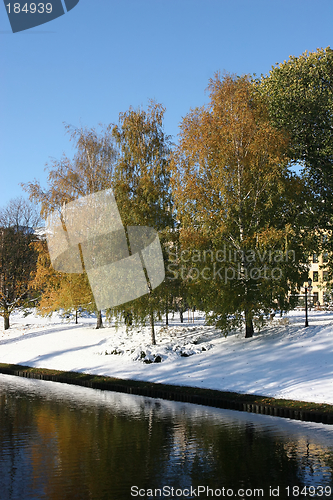 Image of Riverbank and white snow