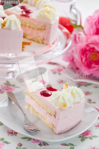 Image of Piece of strawberry cream cake
