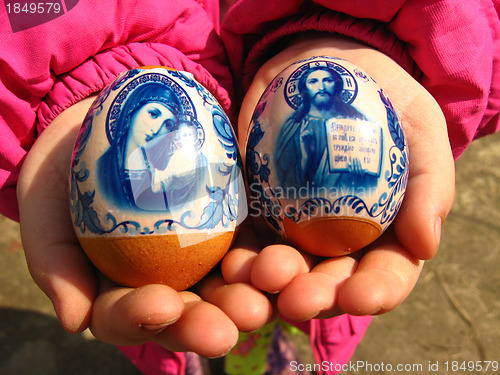 Image of Two easter eggs in the child's hands