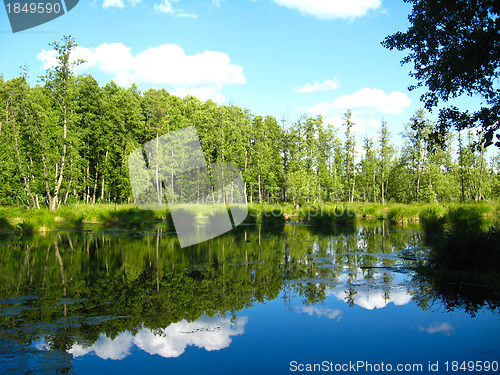 Image of Picturesque lake with the reflected sky