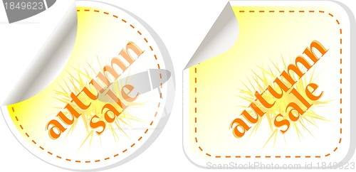 Image of autumn sale stickers set. vector