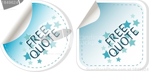 Image of free quote blue sticker icon button sign. vector