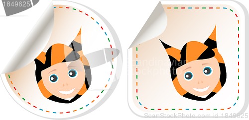 Image of set of cartoon smile baby boy invitation card