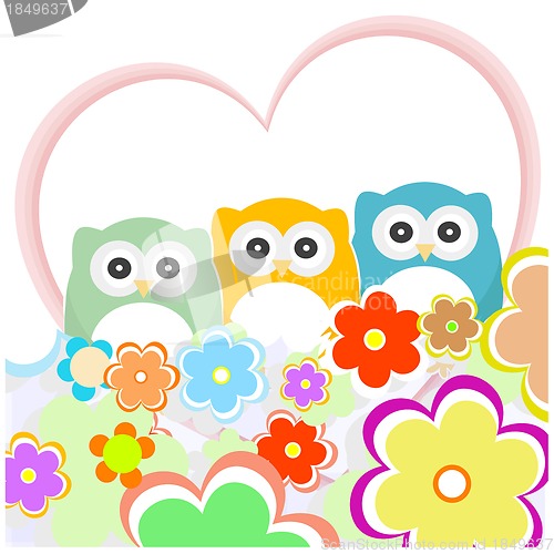 Image of floral greeting card with owls