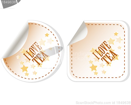 Image of I love tea stickers vector set for restaurant