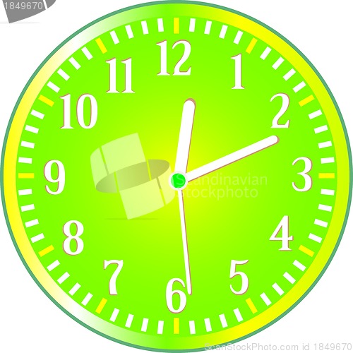 Image of Clock yellow circle icon. Vector illustration