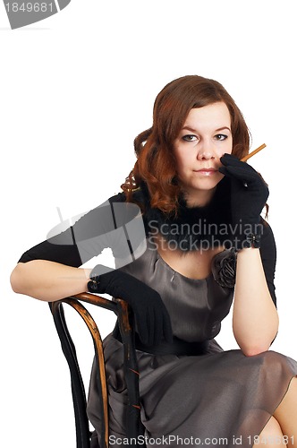 Image of young fashion woman with cigarette