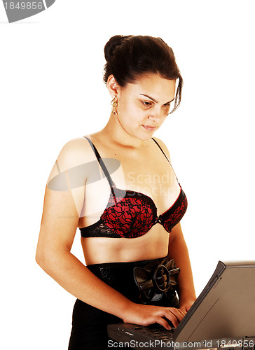 Image of Closeup of typing girl.