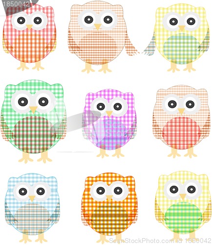 Image of owls icon set isolated on white