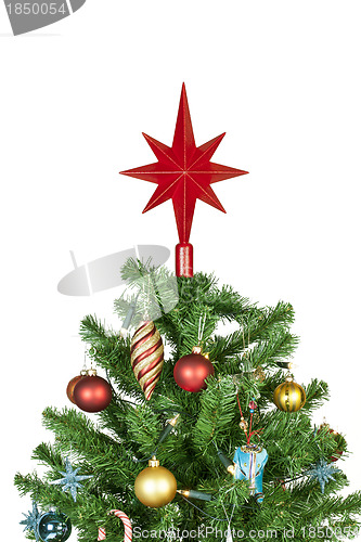 Image of Christmas tree top with ornaments