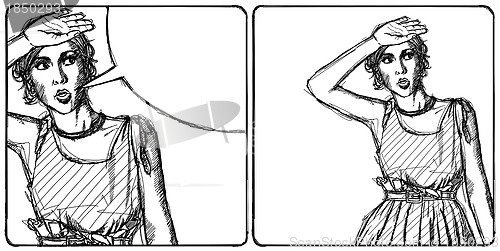 Image of Sketch surprised girl