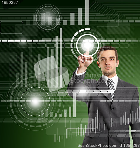 Image of Business Man Push the Button