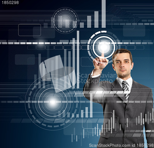 Image of Business Man Push the Button