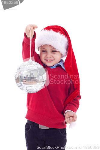 Image of santa kid and disco ball