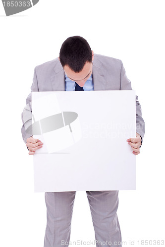 Image of presenting a blank sign