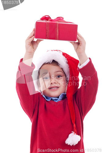Image of boy with christmas present