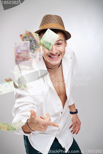 Image of money flying player