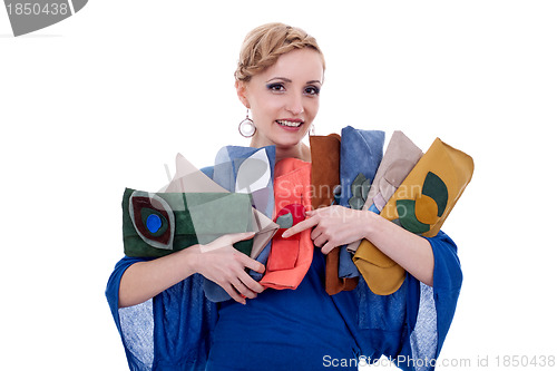 Image of woman with a purse collection