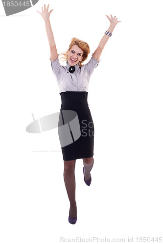 Image of business woman jumping