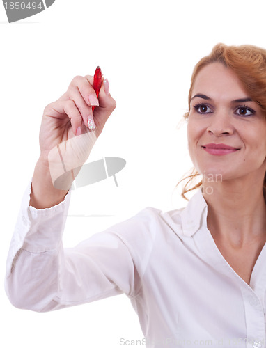 Image of Business woman writing 