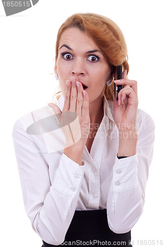 Image of stressed business woman on phone