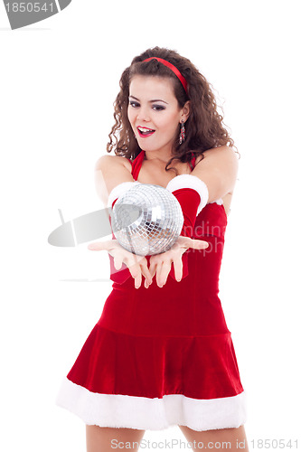 Image of santa woman with disco ball