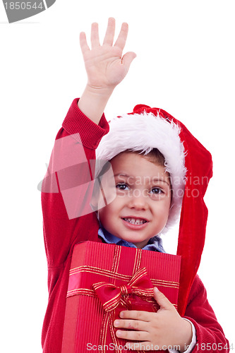 Image of Christmas boy and present 