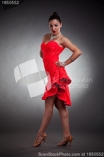 Image of glamorous girl with red dress