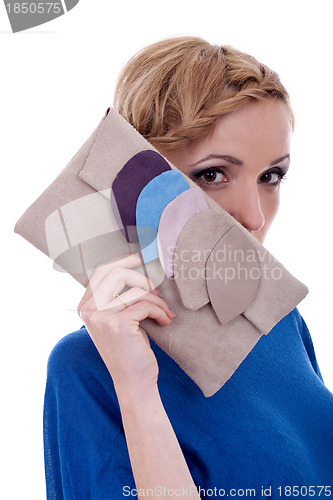 Image of woman with luxury fashion handbag