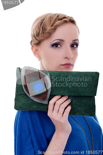 Image of fashion woman holding little purse