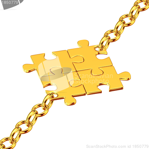 Image of Gold chains with the collected puzzles