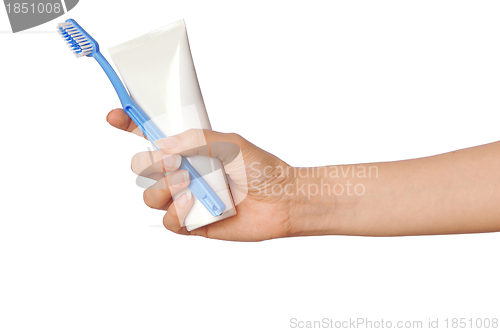 Image of Toothpaste and toothbrush