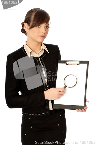 Image of White blank paper with a magnifier