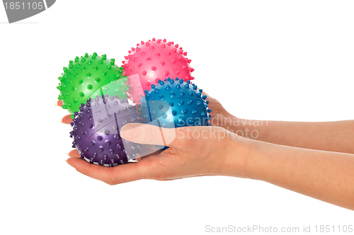 Image of four colored massage balls