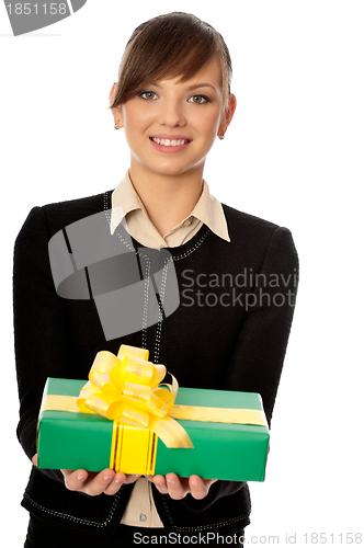 Image of green box with yellow bow as a gift