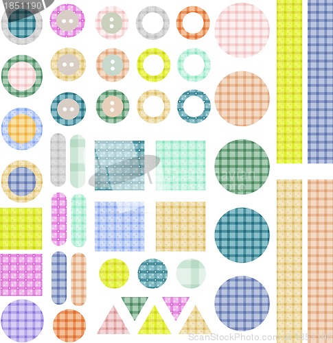 Image of Set of scrapbook design elements - frames, tags, buttons