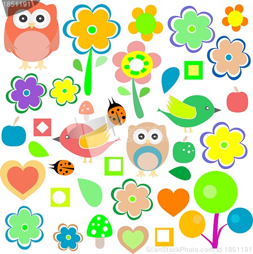 Image of animals and nature design elements. vector retro background