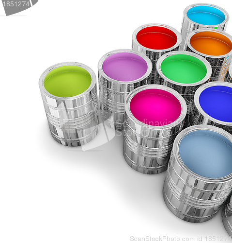 Image of cans with colorful paints