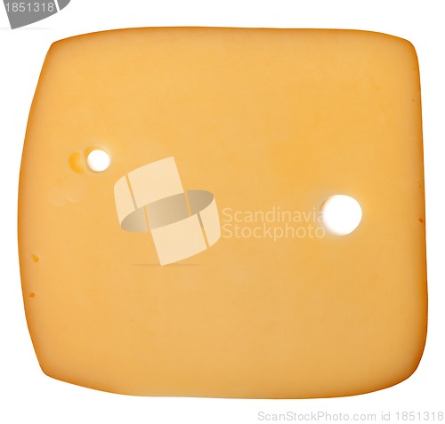 Image of Slice of cheese isolated on white background