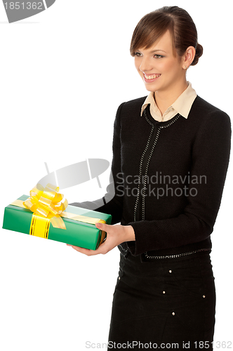 Image of green box with yellow bow as a gift