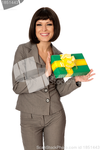 Image of green box with yellow bow as a gift