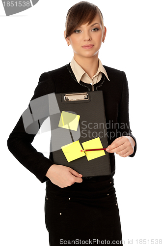 Image of officer with document case and stickers