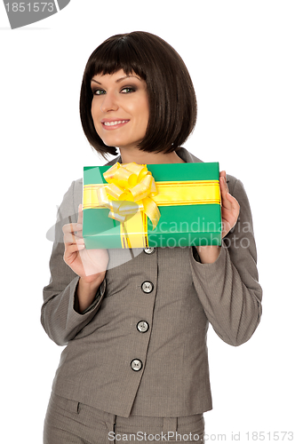 Image of green box with yellow bow as a gift