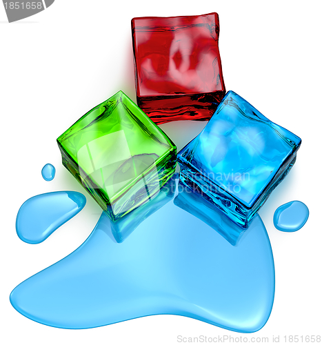 Image of Different colored cube jellies and ice