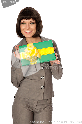 Image of green box with yellow bow as a gift